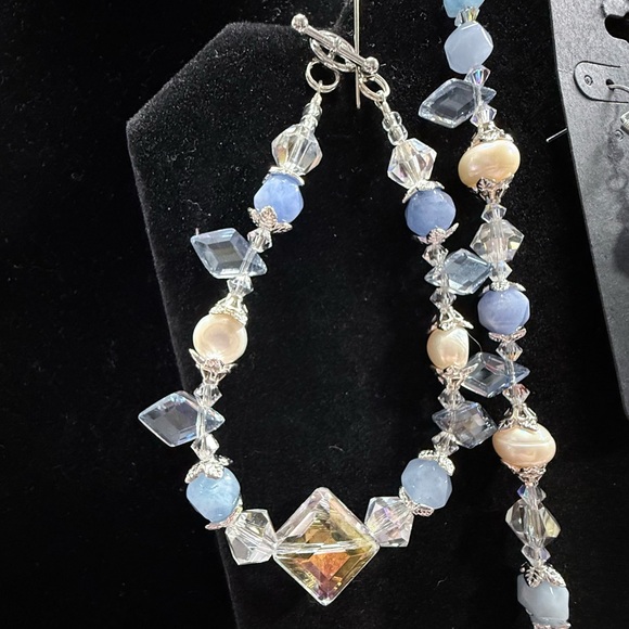 Aquamarine Crystal & Pearl Parure “Ice Queen” - Picture 6 of 8